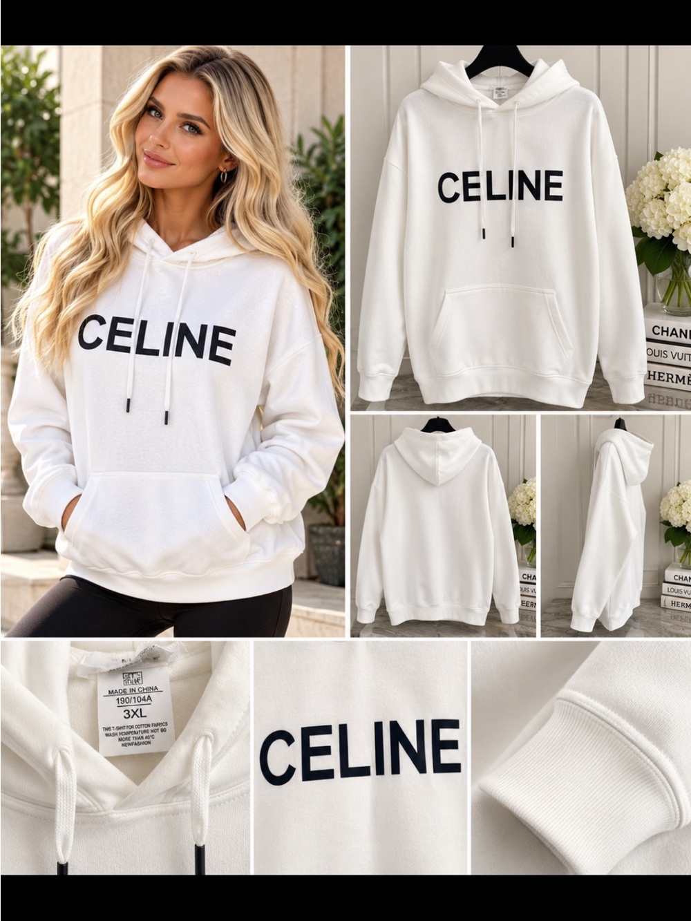 FaSHION White Logo Hoodie - Women's Casual Pullover
